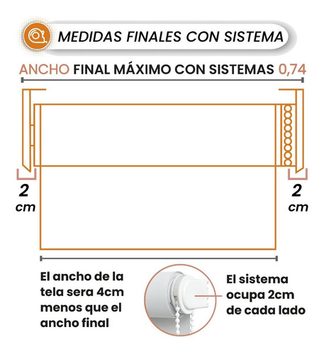 Imagen 6 de 10 de Cortina Roller Blackout 74x180cm Standard Roller Rollerpro
