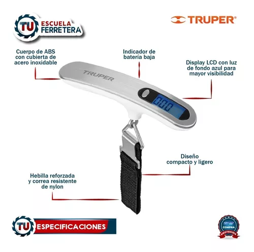 Báscula electrónica para equipaje, de pilas, 50 kg, Truper, Básculas  Electrónicas, 100787