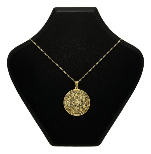Cadena Y Dije Medalla Signos Zodíaco Oro 18k Astrología Oro 18k 55 Cm