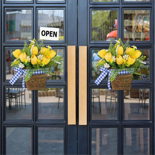 Cesta De Flores Artificiales Con Tulipanes Primaverales Simu