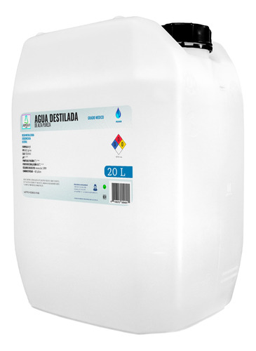 Agua Destilada Alta Pureza Grado Reactivo / Certificada 20l 