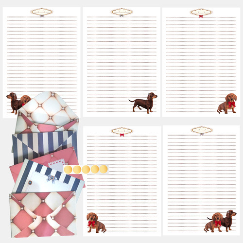 Kit Papel De Cartas Com Envelopes Cachorrinhos- Petit Chiot
