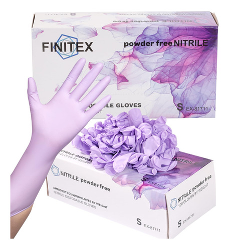 Finitex Guantes Desechables De Nitrilo Sin Latex, Color Mora