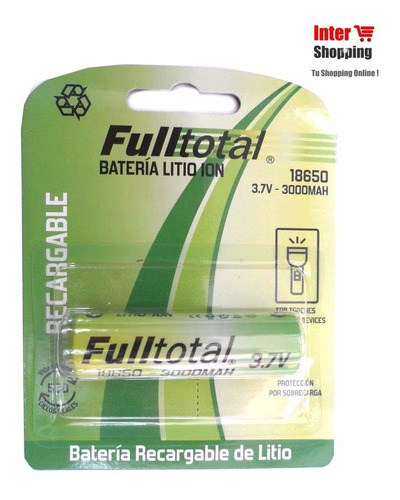 Pila 18650 3.6v 3000mah Full Total Recargable Con Teton