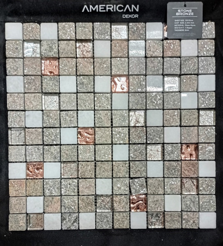 Ats Malla Mosaico Listelos Stone Bronze Piedra Vidrio 30x30