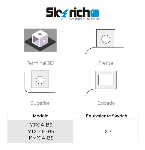 Imagen 4 de 9 de Bateria De Litio Skyrich P/ Moto Lix14 Libre Mantenimiento.
