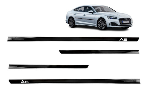 Friso Lateral Central Aplique Preto Slim Audi A5 2013 A 2022