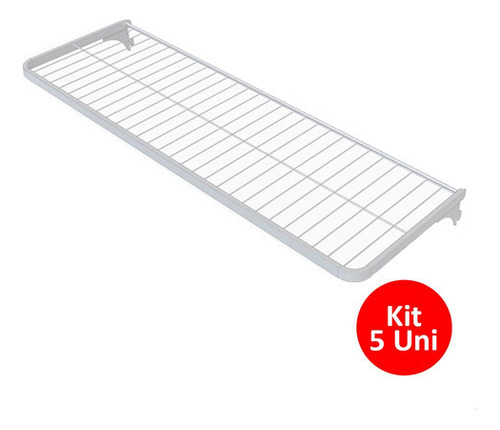 5 Prateleiras Aramada Closet 90x30cm Para Trilho Cremalheira Cor Branco