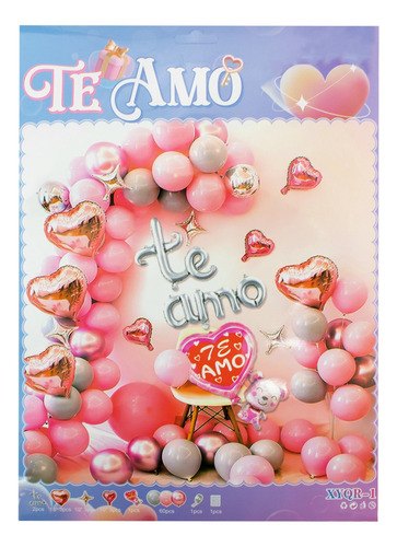 Set Globos San Valentin Te Amo Love U Osito 14 Febrero Cita Color Xyqr-1