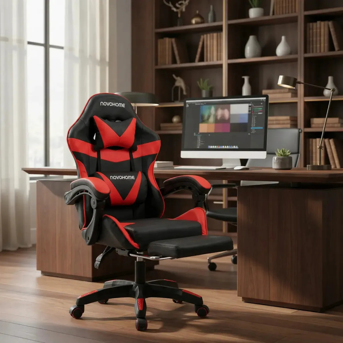 Ergonomic Swivel Reclining Gaming Chair with Footrest