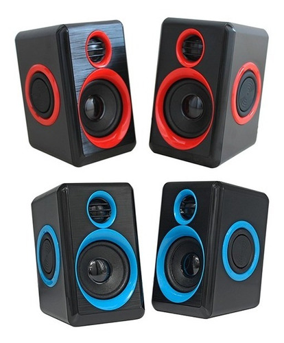 Parlantes Usb Super Bass 6w Negro Rojo