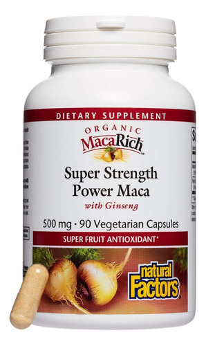 Natural Factors Maca Rich Concentrado de maca con ginseng coreano Superconcentración 90 cápsulas vegetales