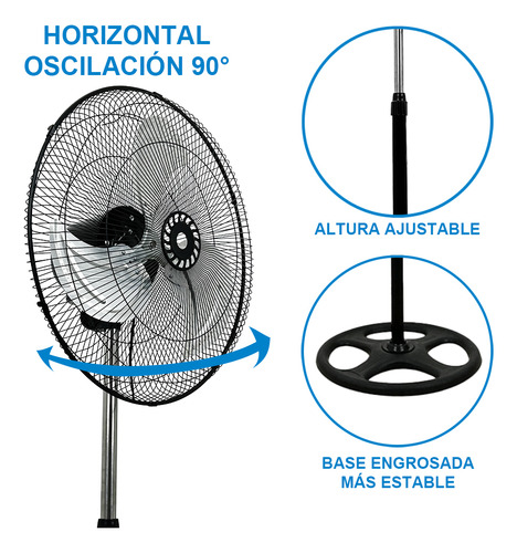 2 Ventiladores De Pedestal Industrial Cm-top 18 Pulgadas Aspas Metálico Con 3 Velocidades Potencia 75w Altura Ajustable Oscilación Horizontal 90° 2 Ventiladores Pie En Una Caja Estructura Negro