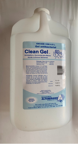 Gel Antibacterial (alcohol Gel) 4 Lt Clean Gel