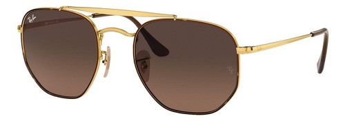 Óculos de sol Ray-Ban General Marshal Standard armação de metal cor polished tortoise, lente brown degradada, haste polished tortoise/gold de metal - RB3648