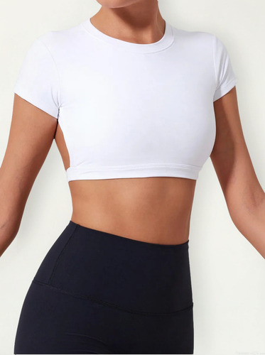 Ydjs Licra Playera Crop Top Deportivo Casual Blusa Mujer