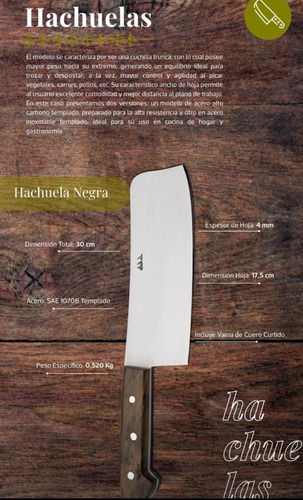 Imagen 2 de 10 de Hachuela Artesanal Negra 1