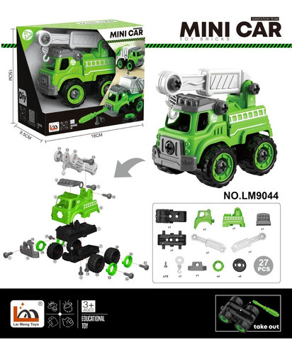 Imagen 1 de 1 de Vehiculo Diy Para Armar Camion Reciclaje Rescate Residuos Ed Color Verde Personaje Grua 83