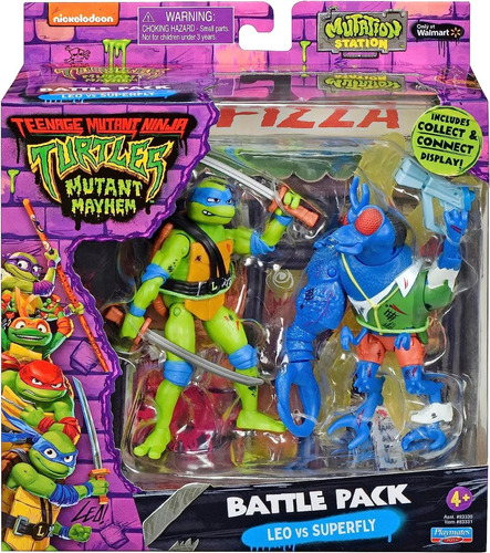 Playmates Tmnt Tortugas Ninja Battle Pack Leo Vs Superfly 