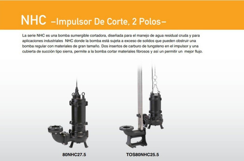 Bomba Sumerg.  Tipo Cortadora Tsurumi 50nhc21.5-61, 230v, 3f