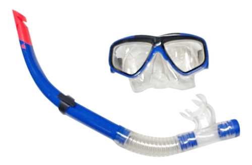 Set Careta Y Snorkel Swimmer Buceo Silicona Doble Válvula