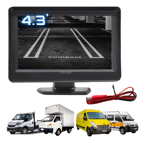 Tela Automotiva Lcd 4.3 Pol. Monitor P/ Câmera De Ré Tv Dvd