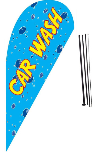 Bandera Publicitaria Car Wash Gota #60 Con Mástil