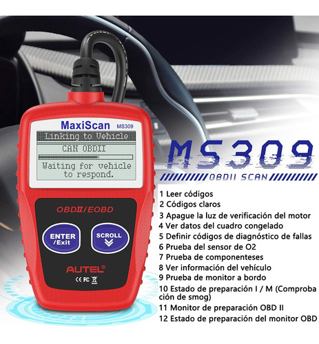 Imagen 2 de 9 de Escáner Obd2 Automotriz Universal Eobd Ms309