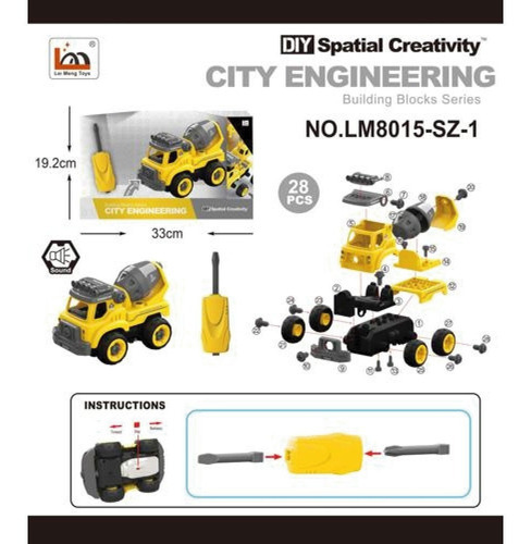 Camion Mezclador Con Sonido Y Herramienta Diy Ik0062 Color Amarillo Personaje Mezclador
