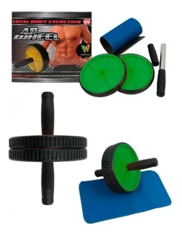 Rueda Rodillo Abdominal Lumbar Ab Wheel Doble Rueda +tapete