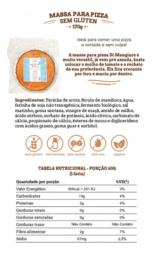 4 Unidades Massa Pizza (sem Glúten, Leite, Açúcar) E Vegana
