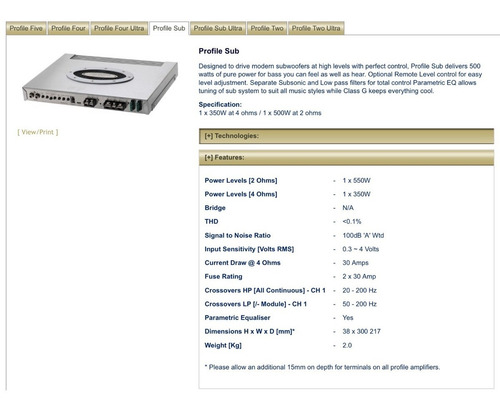 Amplificador Genesis Profile Sub Made In England