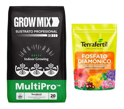 Sustrato Growmix Terrafertil Multipro 20lt Fosfato 1kg Grow