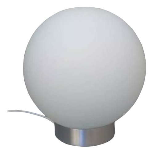 Lampara Globo Esfera Vidrio Blanco Satinado Ø25 Base Metal 