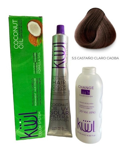 Tinta Kuul N°5.5 Con Aceite De Coco + Oxidante Activador Tono 5.5