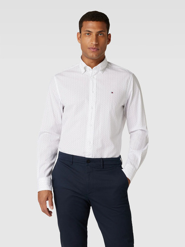 Camisa Print De Puntos Hombre Tommy Hilfiger Blanco