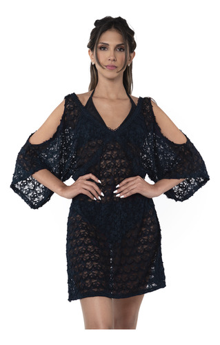 Salida De Playa, Vestido Azul Marino Cover Up Para Mujer