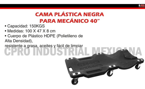 Cama De Plastico Para Mecanico 40