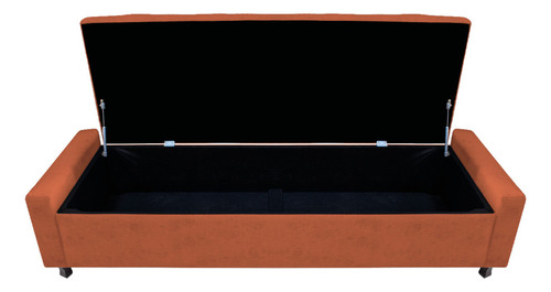 Kit Cabeceira E Calçadeira Baú Queen Everest P02 160cm Suede Cor Terracota