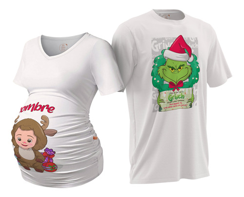 Combo Playera De Embarazo Pareja | Navidad, Navideña