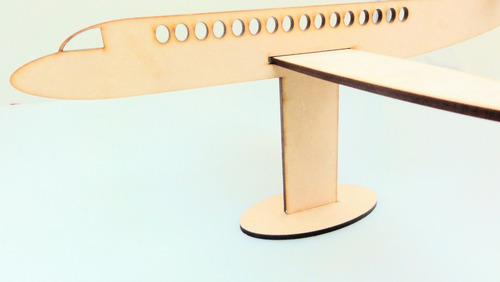 Imagen 5 de 7 de Avión Souvenir Con Base - Mdf / Fibrofacil