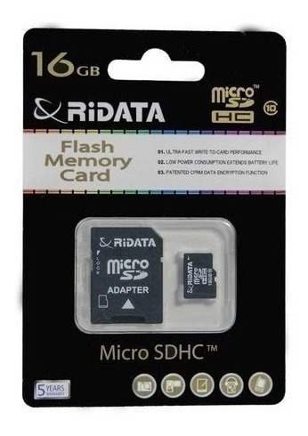 Imagen 2 de 4 de Memoria Micro Sd 16gb Clase 10 Hd Con Adaptador Ridata