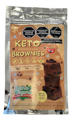 Premezcla Para Brownies Keto Y Sin Tacc Reina Vegana X 200 G