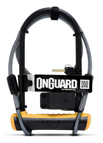Candado Bici U-lock On Guard Neon C/ Piola Y Soporte 230 Cm Color Naranja