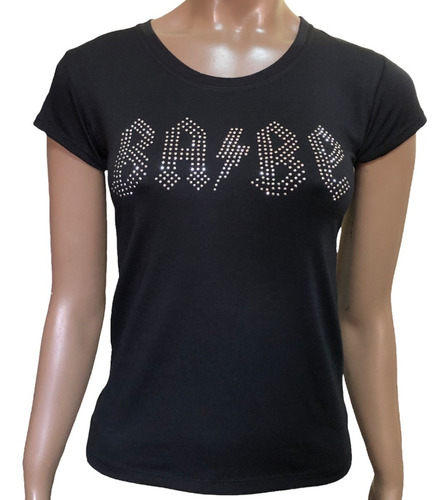 Remera Strass Manga Corta Mujer Modal Con Lycra