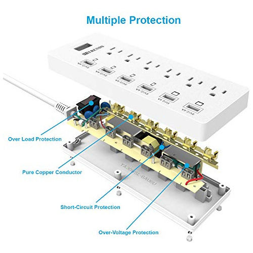 Protector Contra Sobretensiones 6 Tomas De Corriente Y ...
