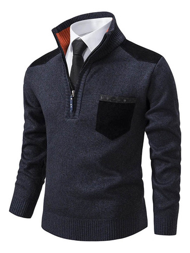 Polo Grueso De Cachemir Con Cuello Alto Para Hombre