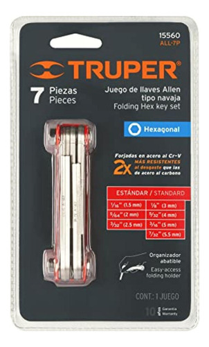 Truper All-7p, Juego De 7 Llaves Allen Standard Tipo Navaja,