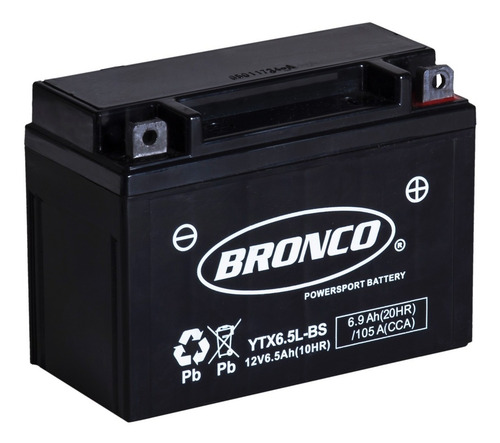 Imagen 1 de 4 de Bateria Moto Ytx6.5l-bs Bronco Gel Motoscba P