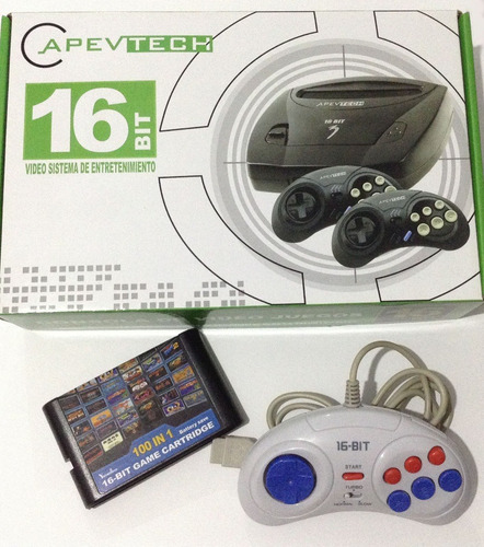 Sega Genesis Apevtech + 1 Cartucho 100 In 1 + Joystick Extra